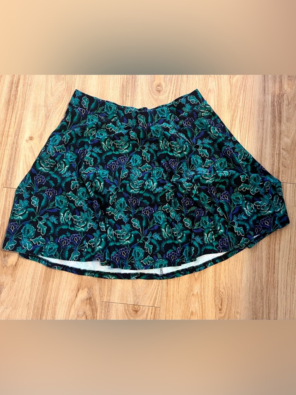 torrid Teal and Navy Floral Midi/Skater Skirt